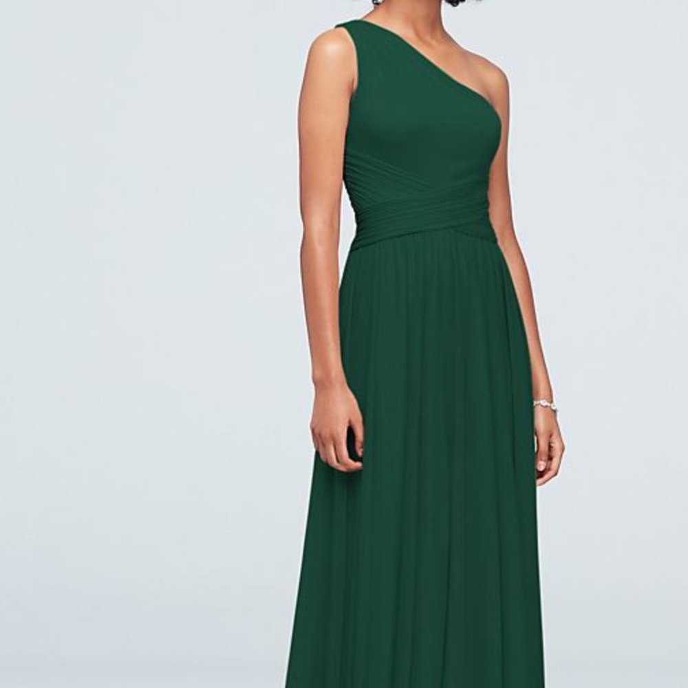 One-Shoulder Mesh Bridesmaid Dress with Full Skirt (w/ tags)